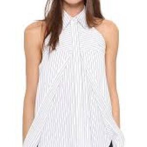 Dion Lee Line II Sleeve Release Button Open Arm Shirt Pinstripe